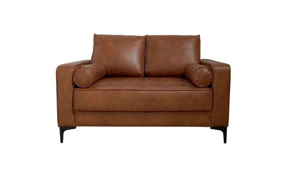 Vintage-style 2-seater leather sofa in brown in Malaysia 2023