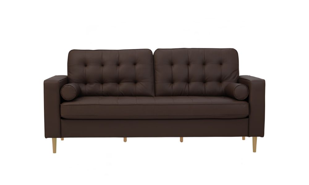 Minimalist style leather sofa in Mocha brown