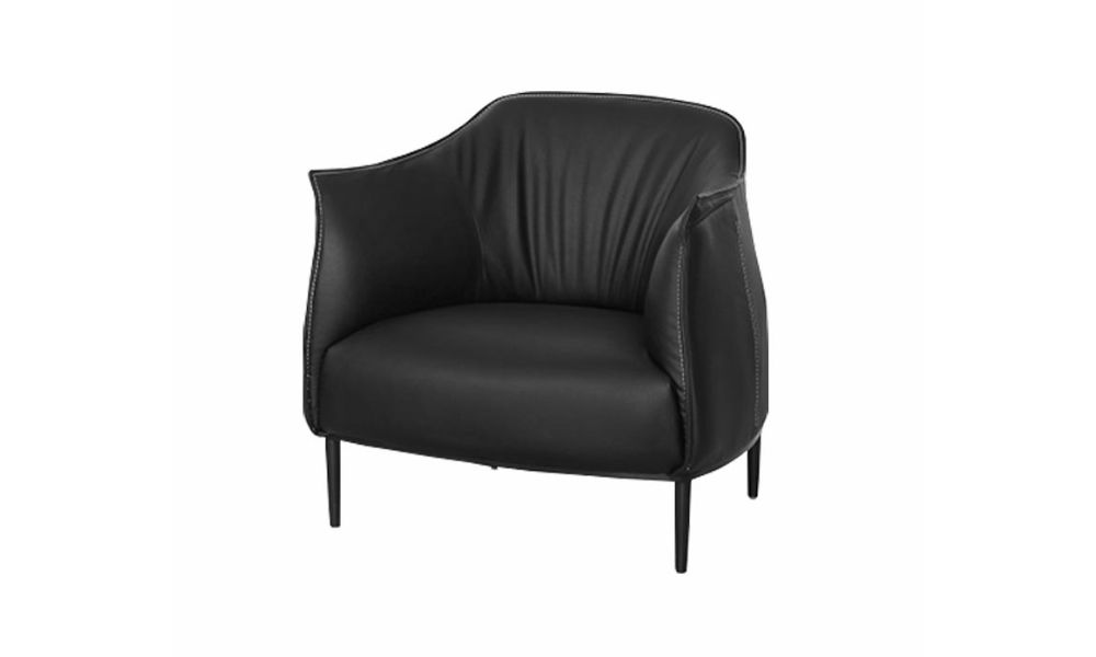 Black leather single armchair 