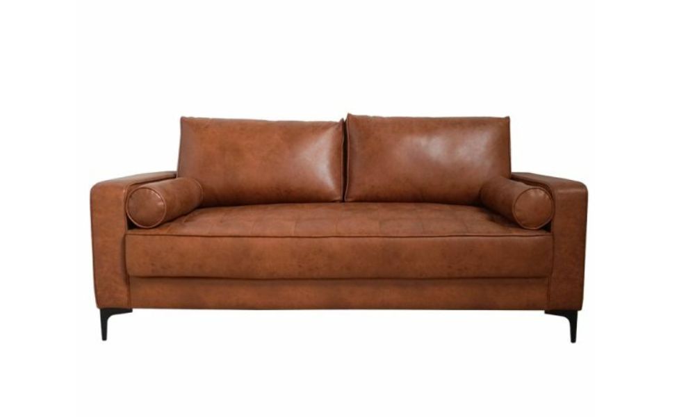 Brown leather 3-seater sofa 