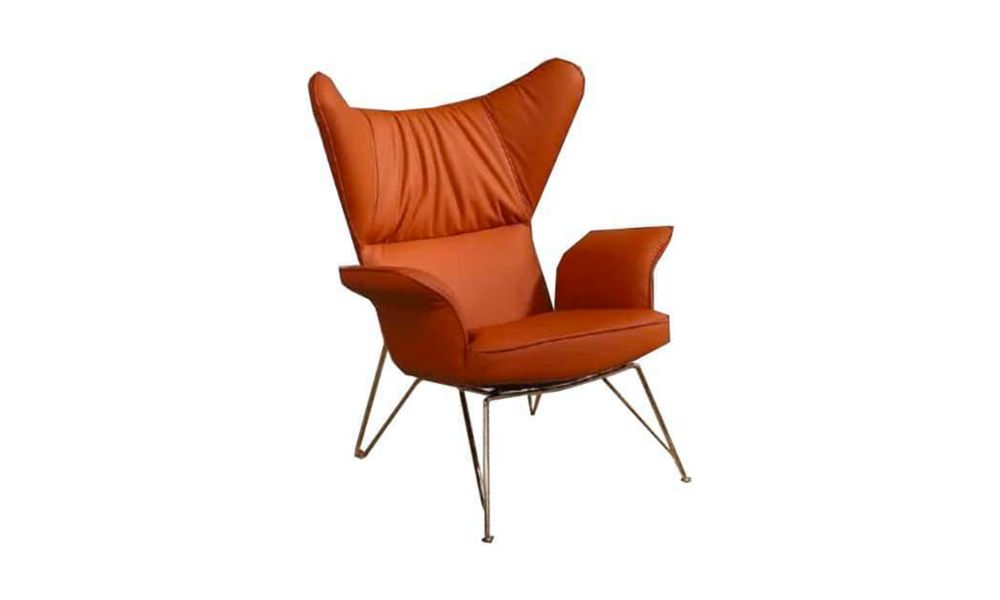 Orange single seater armchair with wing armrests