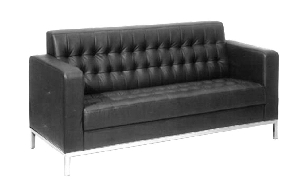 Best leather office sofa with button-tufted backrest in Black