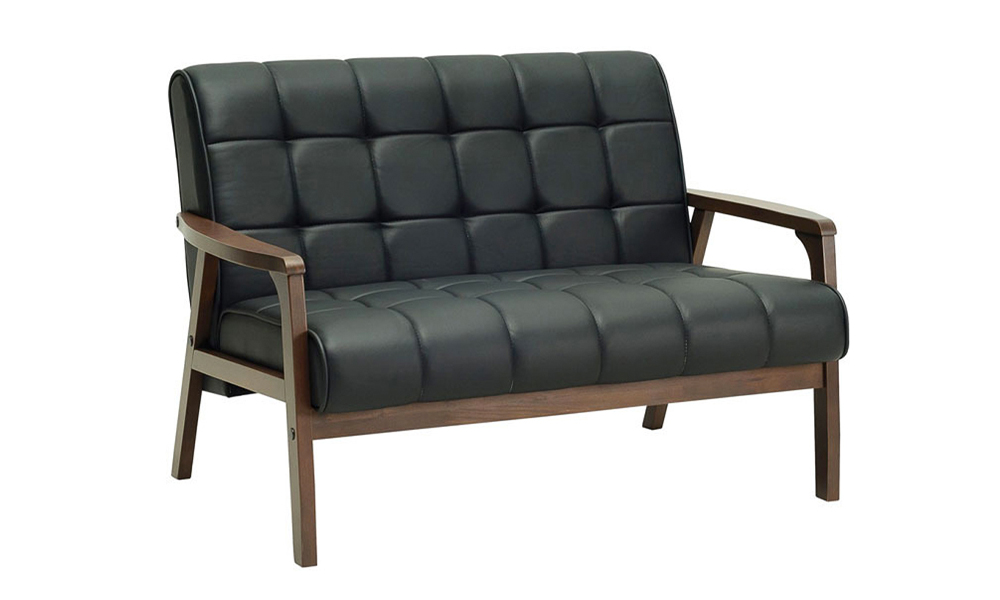 Best wooden office sofa with leather upholstery in Black