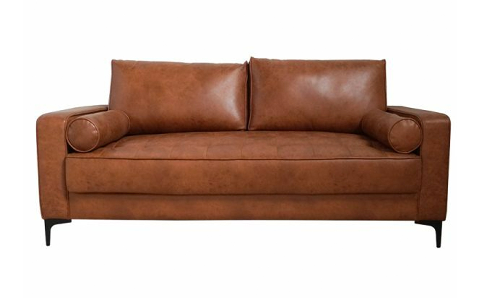 Vintage Style Leather 3-Seater Sofa in Brown