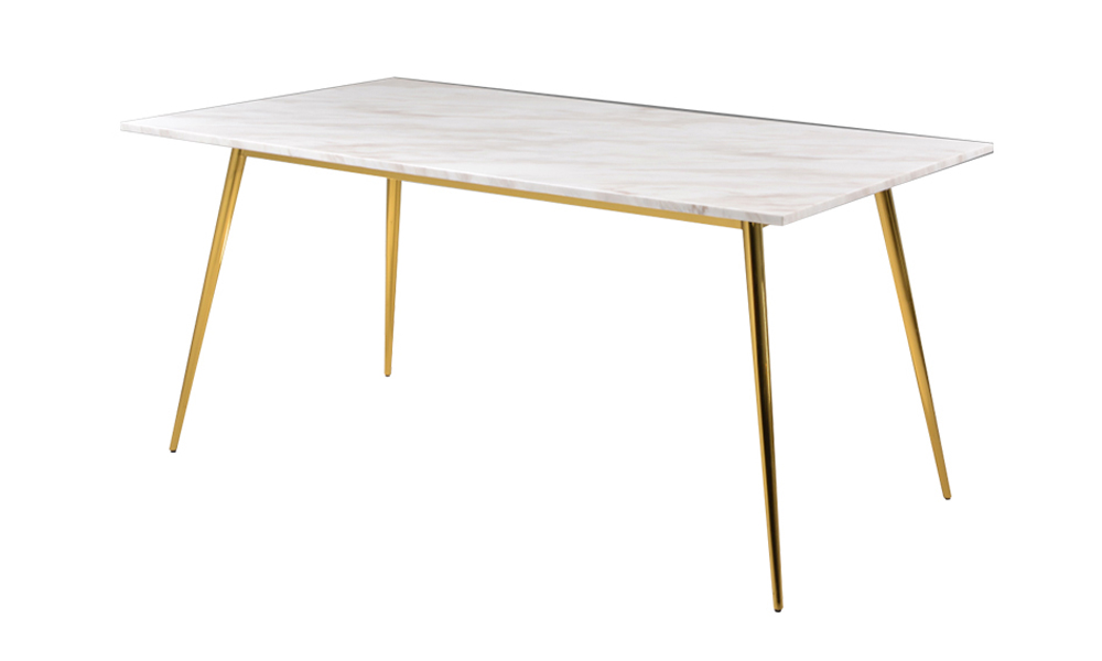 White Marble Dining Table with Gold Legs