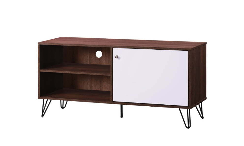 Particle board TV cabinet with multi-compartments in brown colour