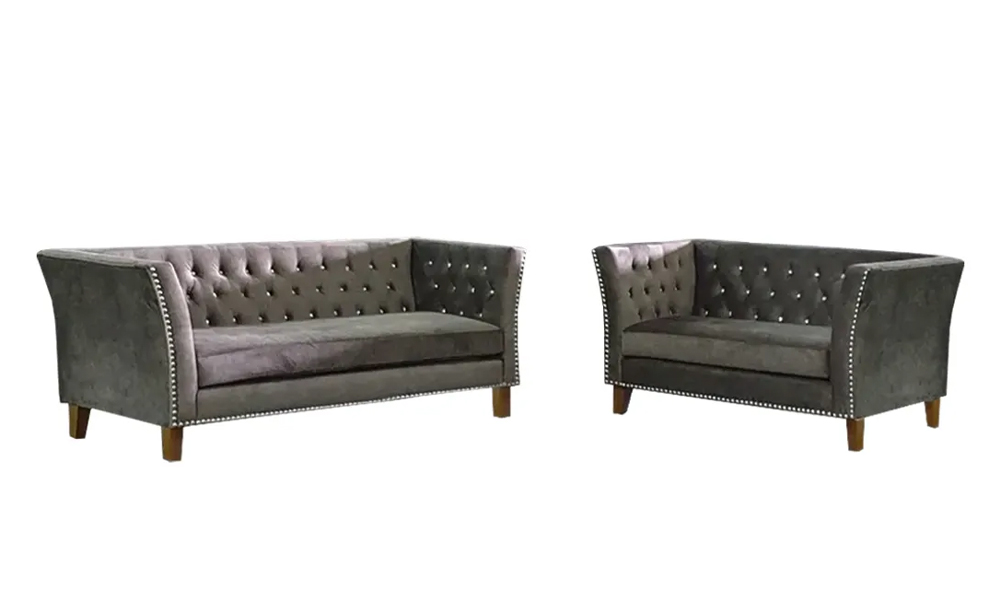 Modern Diamond-Tufted Sofa in Grey