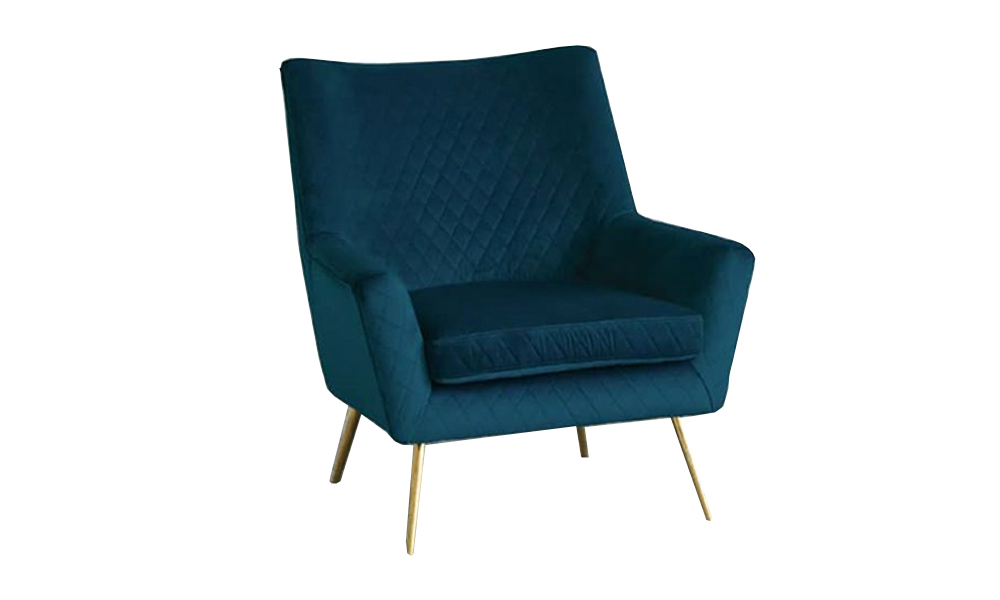 elvet Lounge Armchair with Gold Chrome Legs