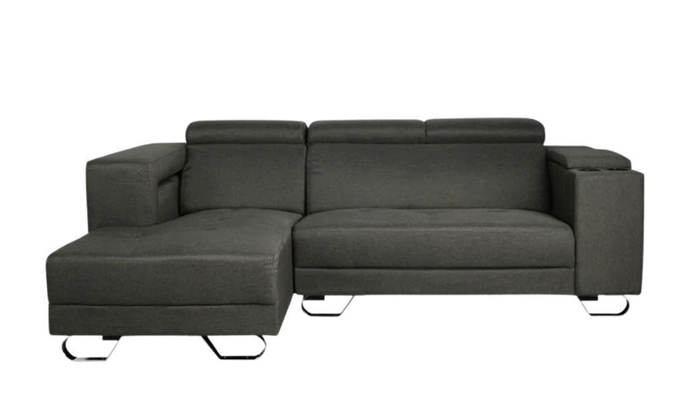 L-Shaped Fabric Sofa in Grey