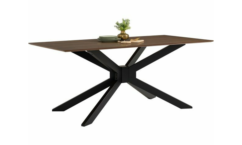 Rustic wood dining table with metal legs