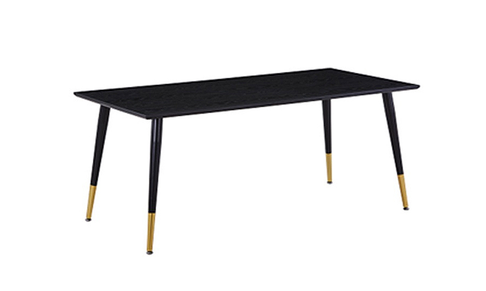 Black wood dining table with gold accent of legs