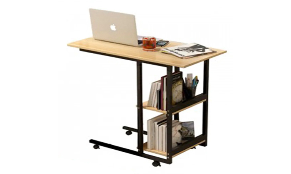 Portable writing desk with caster wheels in Brown