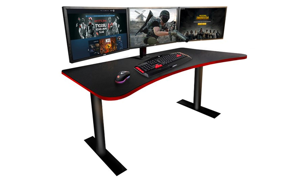 Ergonomic computer table with curve edges in Black and Red