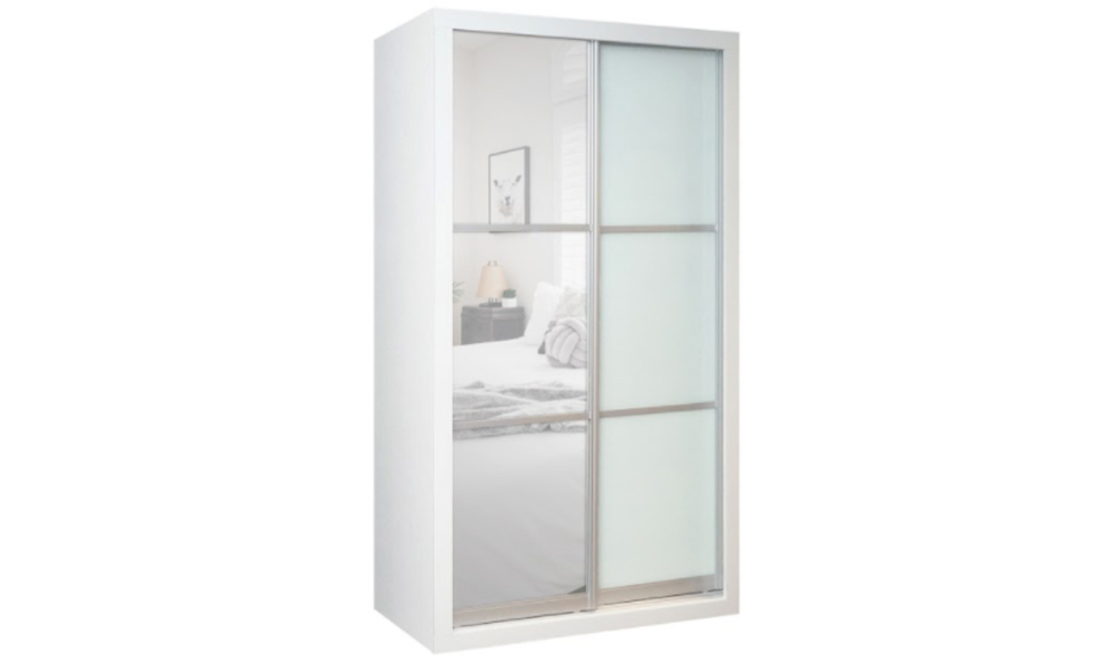 Mirrored Wardrobe with Sliding Doors in White