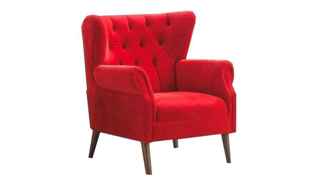 Designer Tufted Lounge Chair in Red