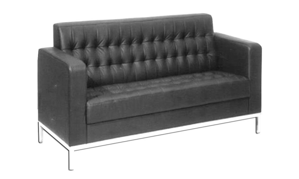2-Seater Leather Office Sofa in Black