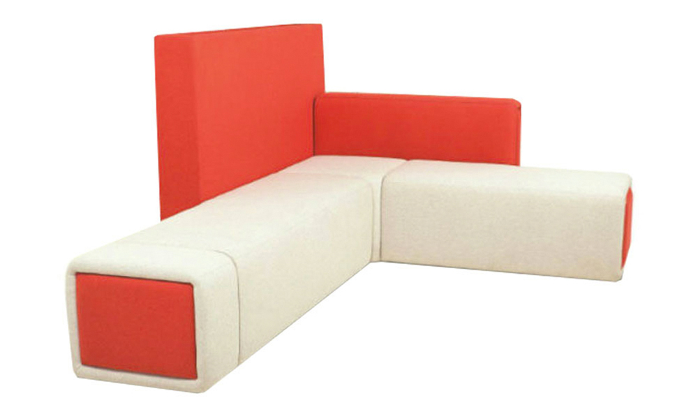 Modular Commercial Sofa in Orange and White