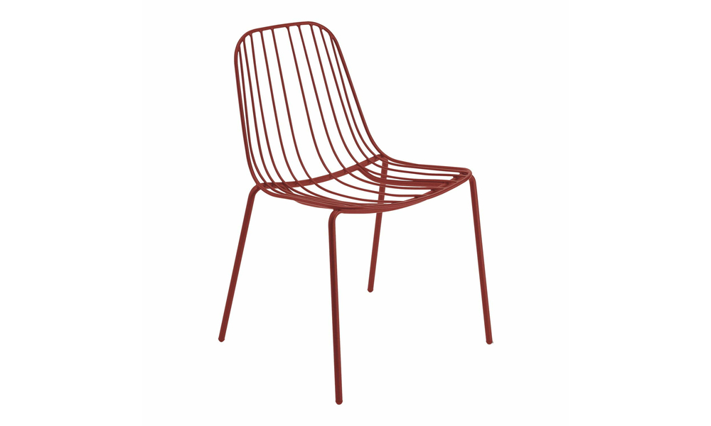 Stackable Metal Dining Chair in Red