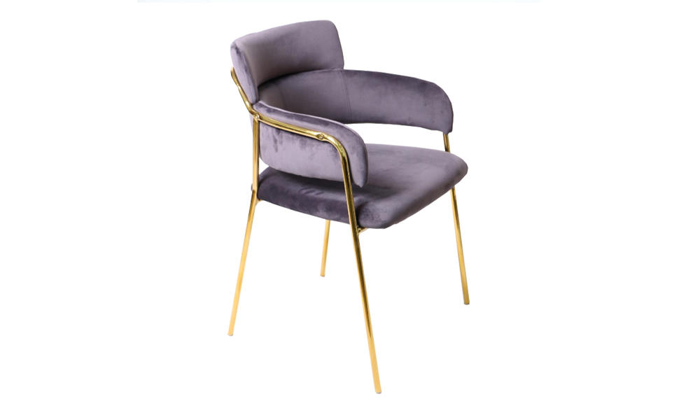 Velvet Upholstery Dining Chair with Gold Chrome Frame