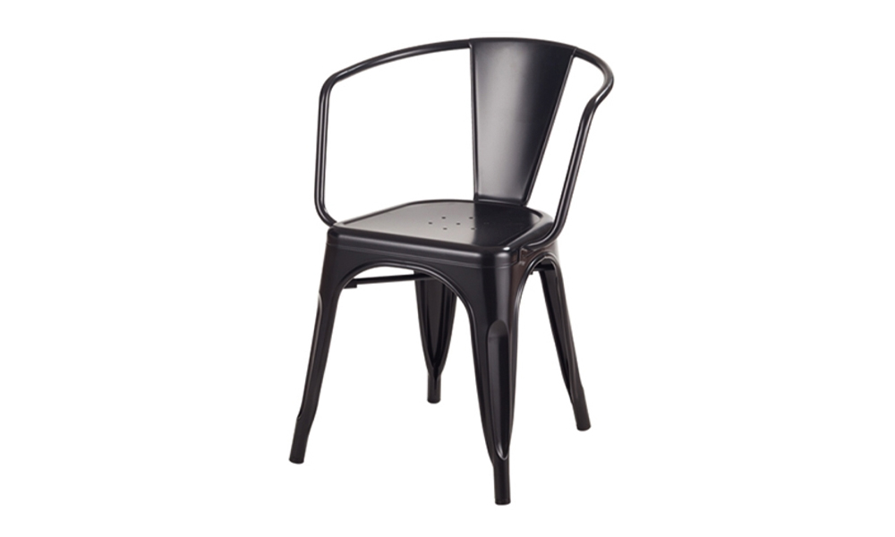 Industrial Style Metal Dining Chair in Black