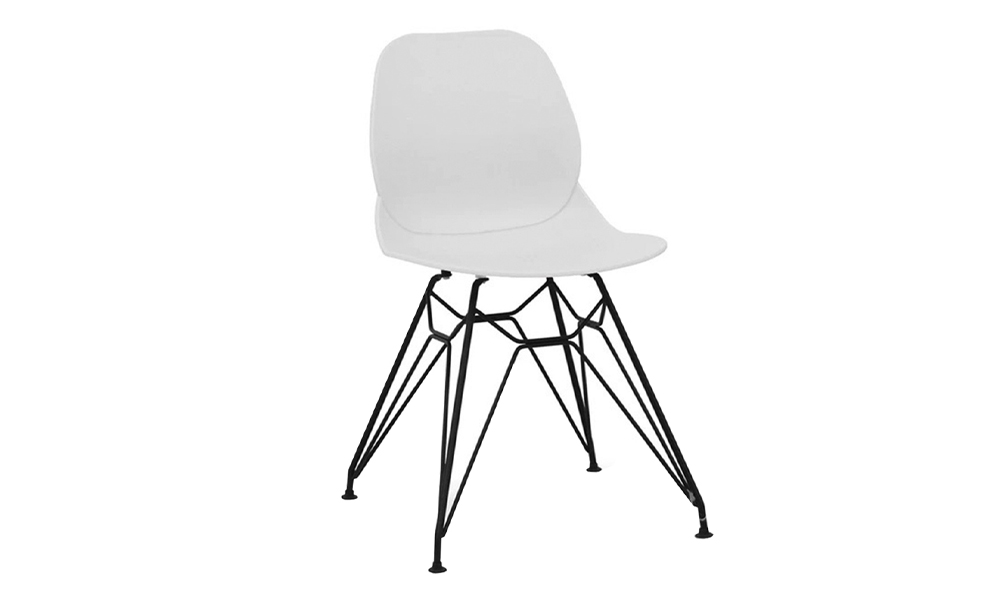 Designer Plastic Dining Chair with Metal Tube Leg Frame