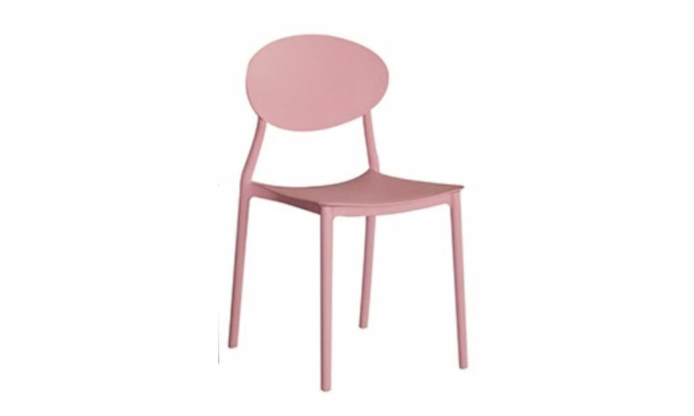 Round Edges Plastic Dining Chair in Pink