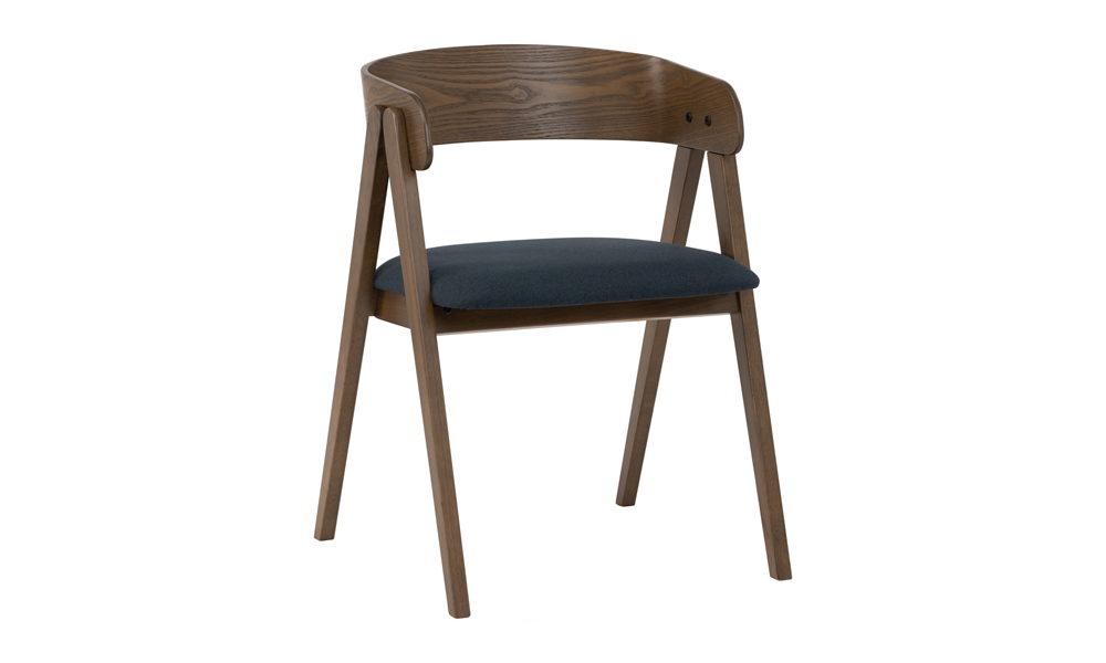 Curve Backrest Solid Wood Dining Chair with Challis Fabric