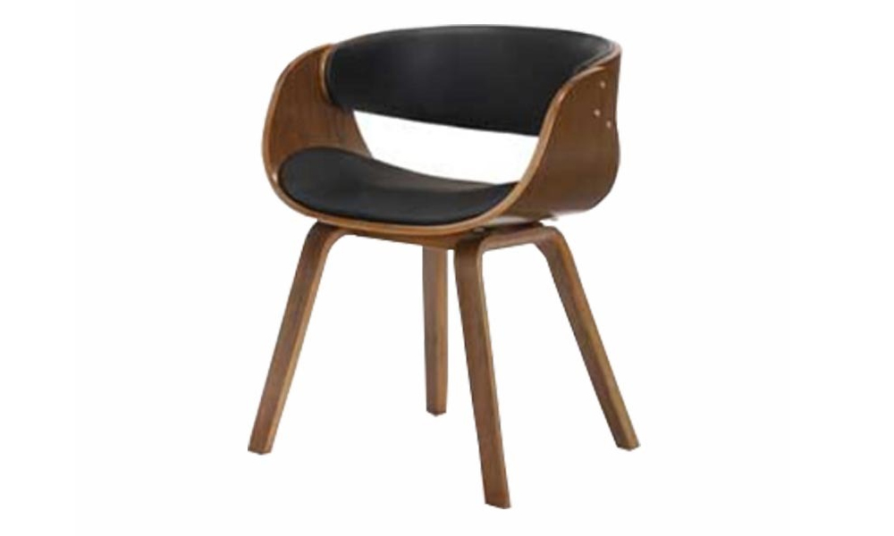 Black Designer Dining Chair with Cushion Seat and Wooden Legs