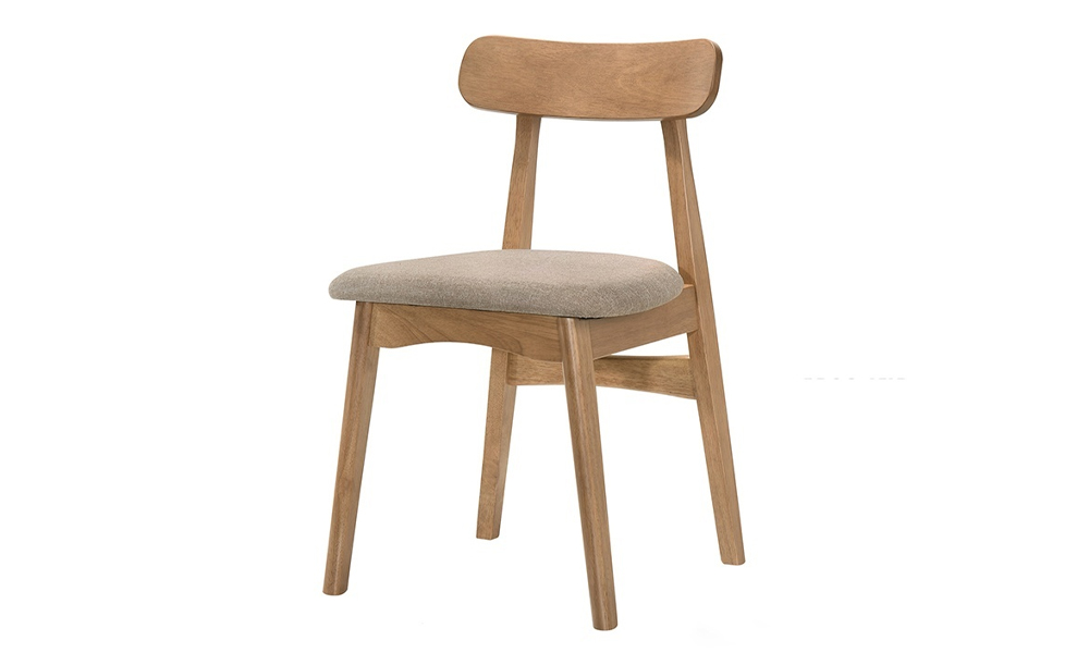 Minimalist Wood Dining Chair with Fabric Cushion