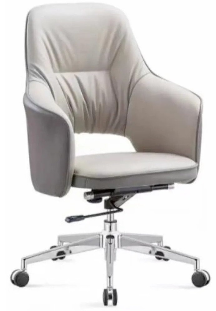 contemporary style mid back pu leather office chair with bucket design backrest in white