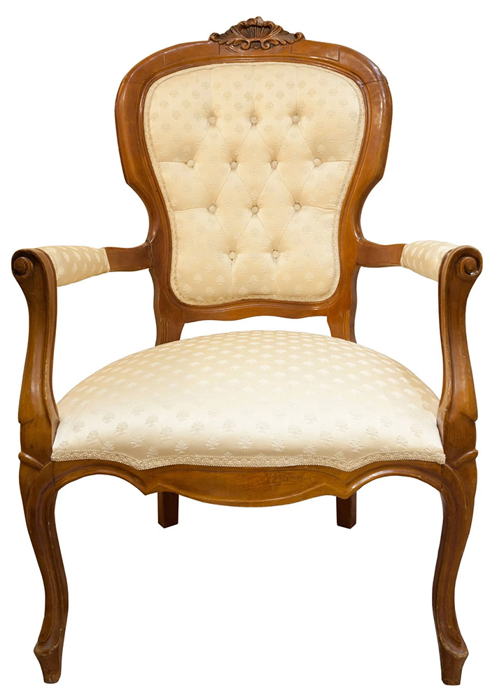 Elegant Cream Carved Wooden Dining Chair with Fabric Cushion