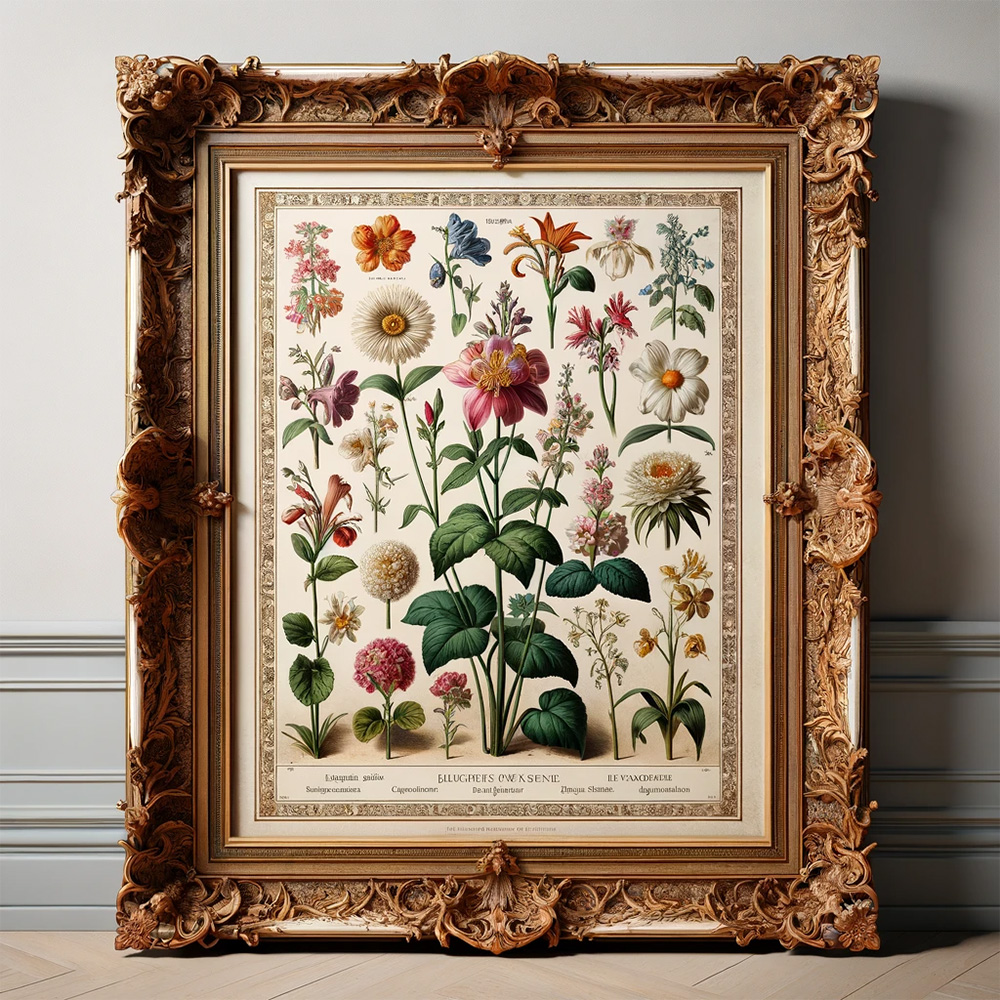 classic poster frame with flower picture