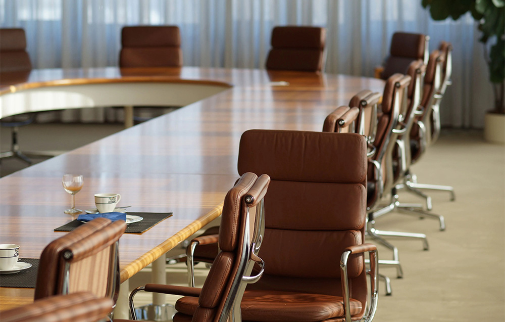 conference room with leather office chairs