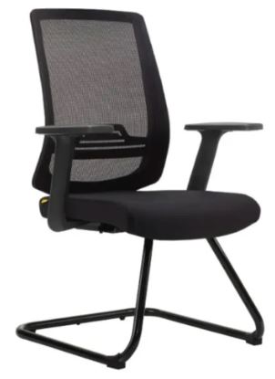 black office stationary chair with high backrest and fabric cushion seating