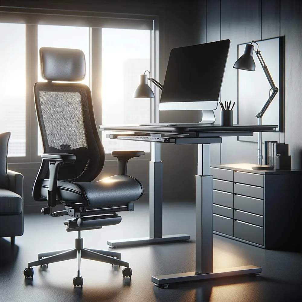ergonomic office chair with standing hydraulic table