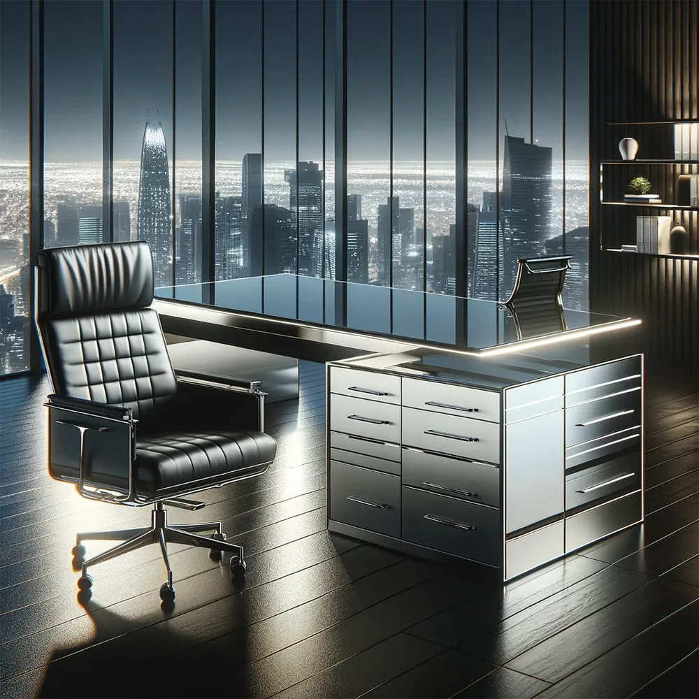executive table with modern sleek office chair
