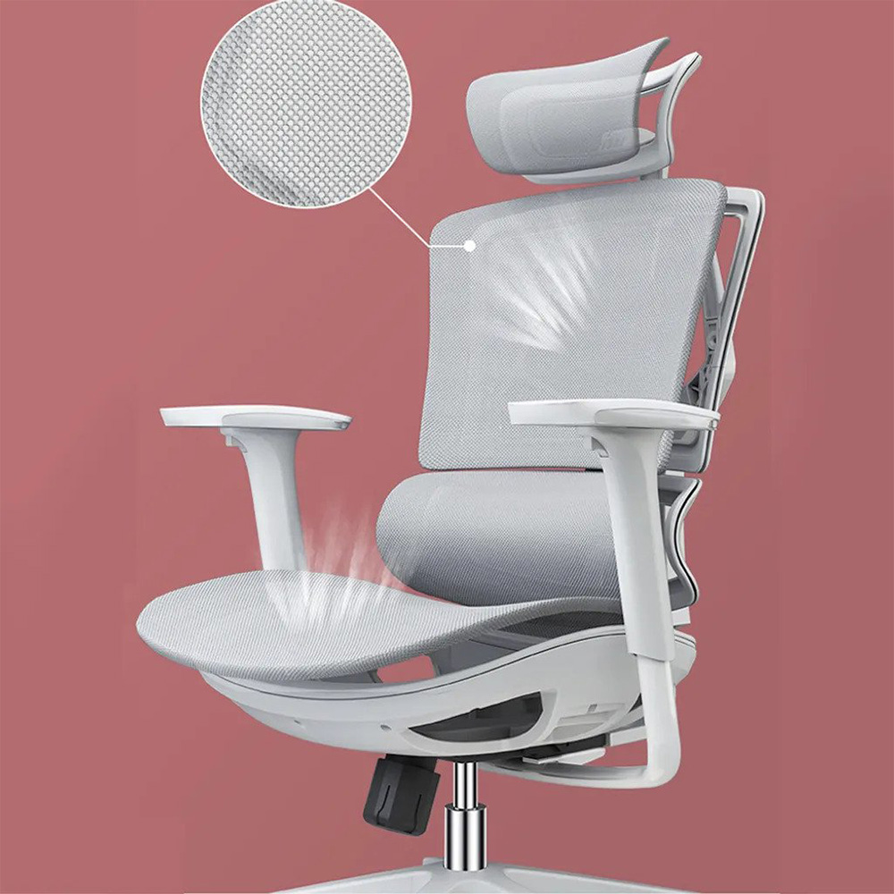 ergonomic office chair with breathable material such as mesh