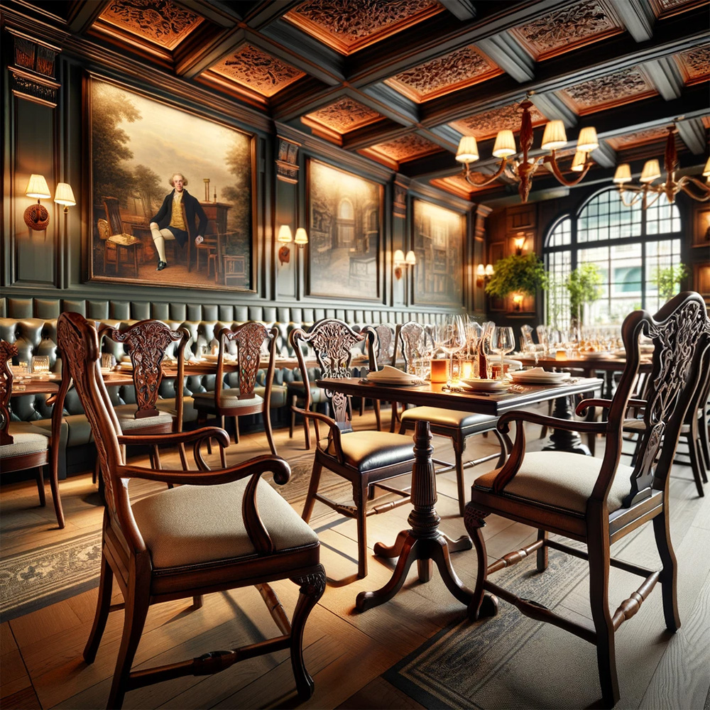 chippendale dining chairs for english-themed restaurant