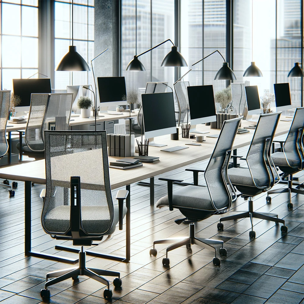 mesh office chairs at office desks