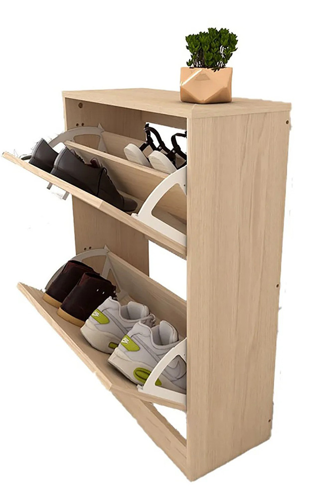 modern style premium wooden 2 layer organize shoe cabinet