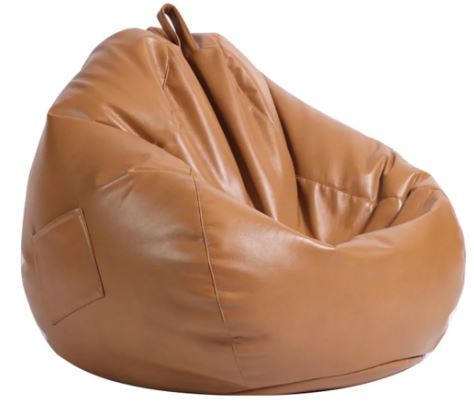 middle brown pu leather bean bag