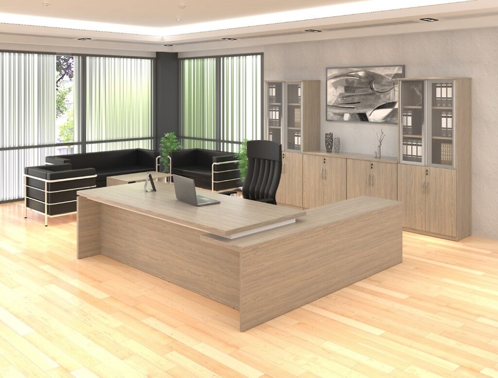L-shape Director Table Inside An Office