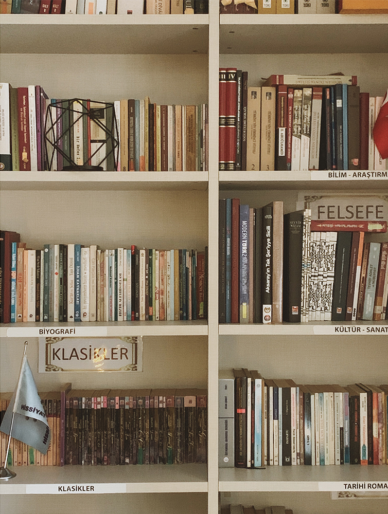 books arranged on the bookshelf