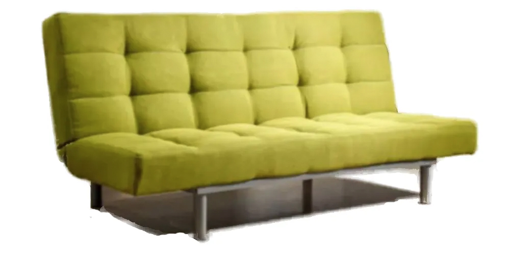 Contemporary Style 3 Seater Steel Base Sofa Bed in Light Green