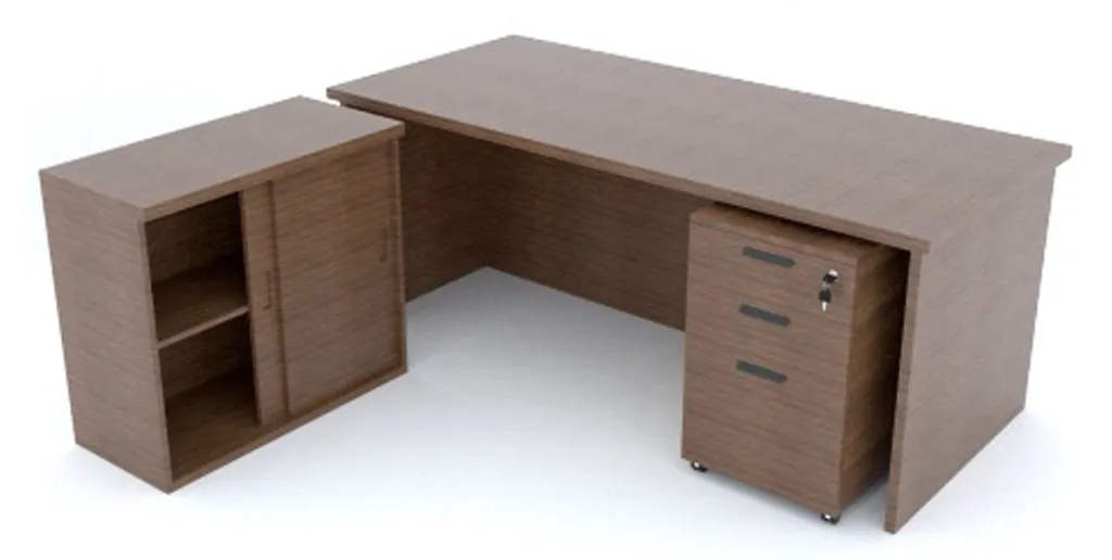 modern style full melamine director table with side sliding doors cabient and drawer cabinet