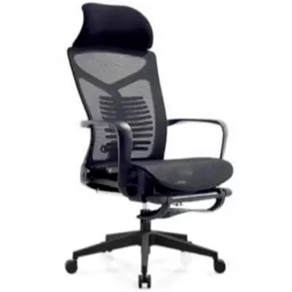 black colour mesh back with lumbar support and headrest ergonomic office chair