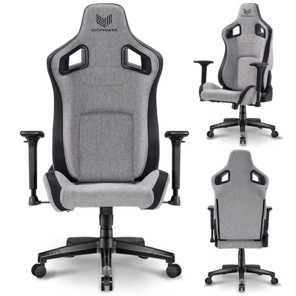 grey fabric gaming ergonomic office chair