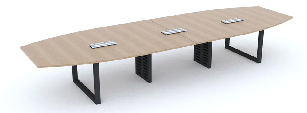 8 pax boat shaped conference meeting table with wire box and wire trunk for kuala lumpur offices