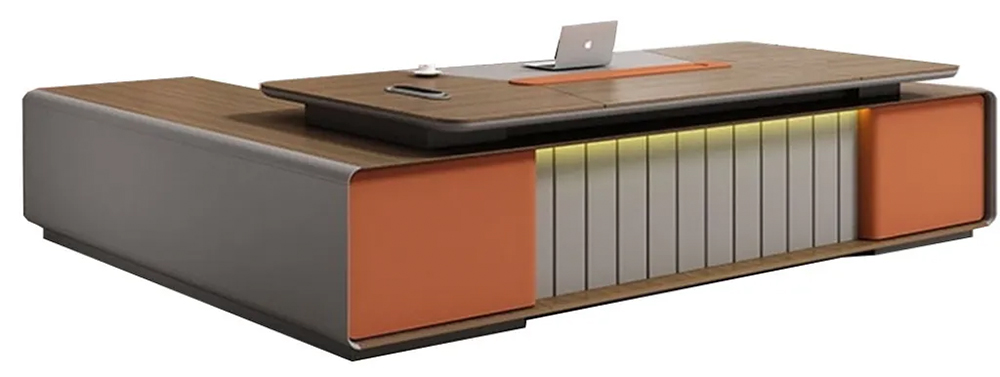 Orange Xaxie Series Modern L shaped Director Table with Side Cabinet suitable for offices in kuala lumpur
