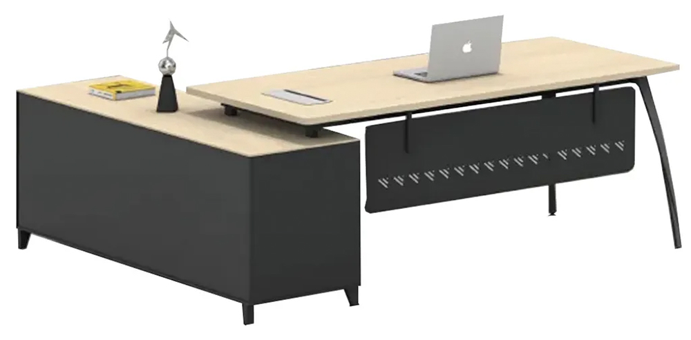Minimalist Style Professional L Shaped Director Table With Side Storage Cabinet for kuala lumpur offices